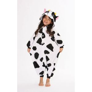 KIMU - Onesie Koe Pakje - Zwart Wit Gevlekt - Kinder Jumpsuit Pyjama