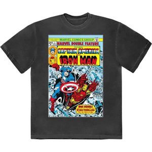 Marvel Captain America - Captain America & Iron Man Comic Cover Heren T-shirt - XL - Zwart