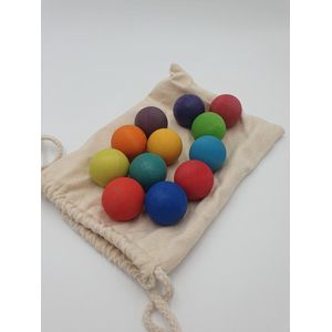 Houten regenboog ballen - 12 stuks - Regenboogkleuren - Open einde speelgoed - Educatief montessori speelgoed - Grapat en Grimmsstyle