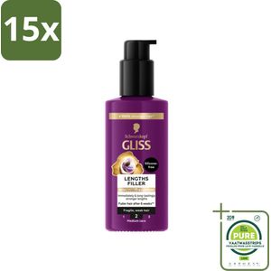15 x Gliss - Haarserum - Lengths Filler - Siliconenvrij met Cafeïne - Voor Sterker Haar - 100 ml - Grootverpakking - Haar Serum - Haarversterker - Haarbreuk Voorkomen - Volle Haardos - Cafeïne Haar