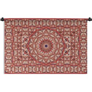 Wandkleed - Wanddoek - Vloerkleed - Mandala - Patronen - Rood - 90x60 cm - Wandtapijt