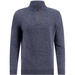 A Fish Named Fred - Halfzip Trui - Blauw - Slim Fit