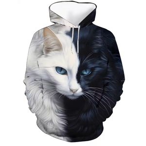 Hoodie poes - poezen - kat - katten - vest - sweater - outdoor trui - trui - sweatshirt - zwart - wit - maat S