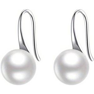 Lucardi Dames Oorbellen met parelmoer - Oorbellen - Cadeau - Staal - Zilverkleurig