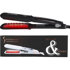 Steam Stoom Pro & Infrared Hair Straightener Stijltang - Zwart 235ºC Nu Gratis Accessories
