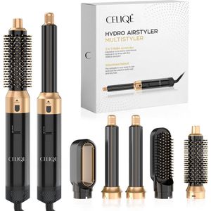 CELIQE™ Föhnborstel - Airstyler - Krulborstel - Krultangen - 5 in 1 Multistyler - Zwart-Goud