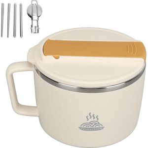 Magnetron pastaschaal - draagbaar - roestvrij staal - beige - 1200 ml .