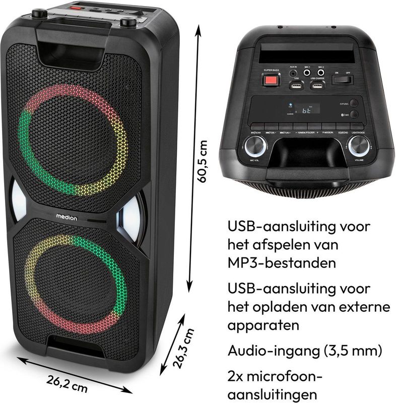 Medion - LIFE PE-1 - Bluetooth Luidspreker - Zwart - Oplaadbare Batterij