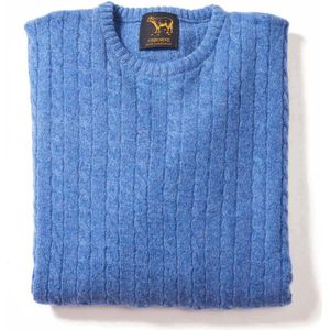 Osborne Knitwear Trui met dunne kabels en ronde hals - Lamswol - River - M