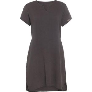 Knit Factory Indy Dames Jurk - Tuniek - Zomerjurk - Strandjurk - Antraciet - M - 100% Biologisch katoen