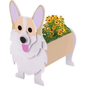 Hondenplantenbak, bloempot, cadeaus voor corgi-liefhebbers, bloempotten voor binnen- en buitenplanten, unieke decoratie voor tuin en huis (corgi dog)