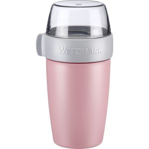 Westmark mueslibeker/lunchpot, met 2 lekvrije compartimenten: 200 ml + 500 ml, kunststof, natuurlijk BPA-vrij, roze/grijs/helder, 52852260