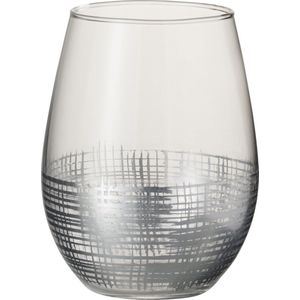 J-Line Raster Bol glas - drinkglas - zilver - woonaccessoires