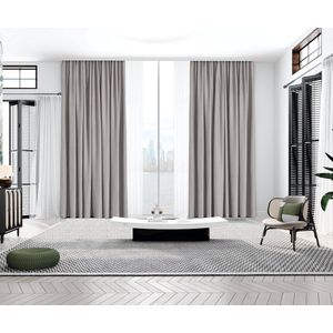 Maroyathome – VINCENT premium 100% verduisterend serie – gordijn met plooiband – 100% verduisterend – kant-en-klaar – 150 x 260 cm (b x h) – lichtgrijs