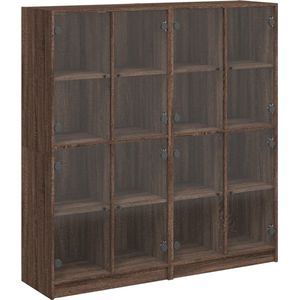 vidaXL - Boekenkast - met - deuren - 136x37x142 - cm - hout - bruin - eikenkleur