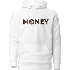Bitcoin Money - Premium Unisex Bitcoin Hoodie - Kleur Wit - Maat XL | Bitcoin cadeau| Crypto cadeau| Bitcoin Trui| Crypto Trui| Crypto Hoodie| Bitcoin Hoodie| Bitcoin Merch| Crypto Merch| Bitcoin Kleding| Crypto Kleding
