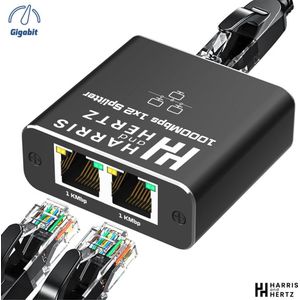 Harris and Hertz - Ethernet Gigabit Netwerksplitter - 1 Naar 2 - 1000/100Mbps Ethernet-splitter - Met USB C -Voedingspoort - 3 poort Netwerk Switch