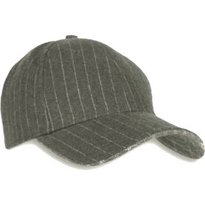 Voorgevormde baseball cap pet met krijtstreepje kleur grijs achter verstelbaar