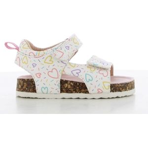 Safety Jogger meisjes sandalen met hartjes - wit met multicolor fantasie - dubbele klittenbandsluiting - maat 26