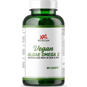 XXL Nutrition - Vegan Algae Omega 3 - Omega 3 Algenolie Supplement - 60 Capsules