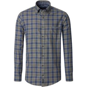 CASA MODA - Sport Casual Fit Overhemd - Blauw met Groen Geruit - Strijkvriendelijk