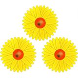 Sunnydays Fruitvliegjes val zonnebloem raamsticker - 9x stickers - geel - diameter 8,5