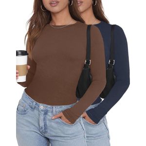 Dames Lange Mouwen Thermisch Onderhemd Rundhals Slim Fit