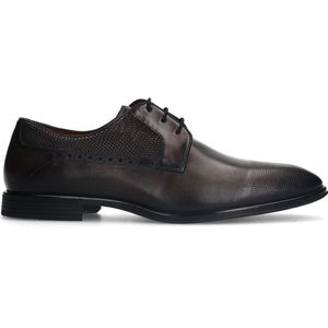 Manfield - Heren - Zwarte leren veterschoenen - Maat 47