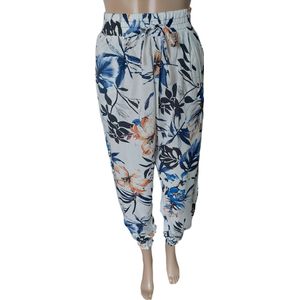 Broek - Zomerbroek - Yoga broek - Strandbroek - Palazzo - Elastische Band - Dames - Comfort - Kleur Wit/Zwart/Blauw/Oranje - Maat 38-40