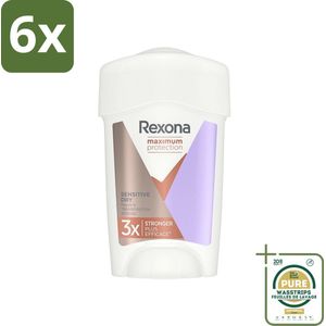 Rexona Women - Deodorant Stick - Maximum Protection Sensitive Dry - Extra Bescherming - 45 ml - Voordeelverpakking - 6 stuks - Bescherming tegen zweet - Gevoelige huid