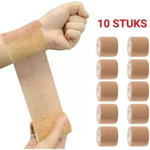 10 Rollen Zelfklevende Elastische Bandage – Sporttape en Atletische Wikkeltape – Hansaplast-Stijl Sportbeschermer – Voor Knie Vinger Schouder en Tattoo Verzorging-Zelfklevend verband