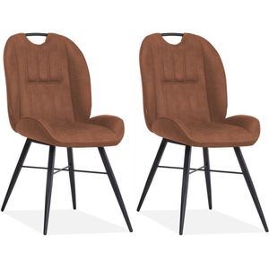 Eetkamerstoel Shelton - Cognac (set van 2 stoelen)