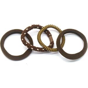 Haarelastiekjes - Set 4 Stuks - Bruin