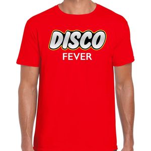 Disco party t-shirt / shirt disco fever - rood - voor heren - dance / party shirt / feest shirts / disco seventies feest shirts S