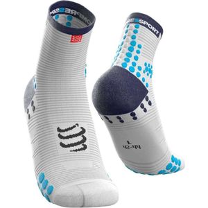 Compressport Racing Socks V3.0 High - wit/blauw - maat 35-38
