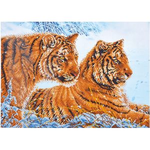 DIAMOND DOTZ Tigers In Snow - Diamond Painting - 33.470 Dotz - 72x52 cm