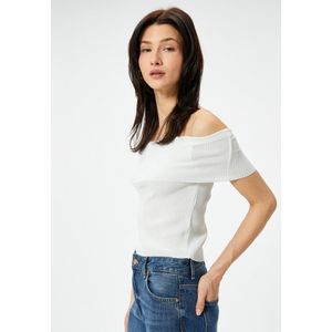 Open schouder Normaal Kurzarmpullover