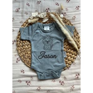 Romper - Gepersonaliseerd - Met Naam - Leeuw - Baby - Katoen - Maat 50/56