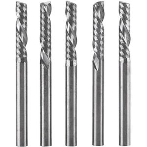 5Pcs 1/8"" Cutting Diameter End Mill 1/8"" Shank 12mm Cutting Length Spiral Router Bits Up and Down Cut Solid Carbide CNC End Mill for Woodworking Carving