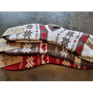 3 Paar - 100% Alpaca Wollen Sokken - Maat 35-38 - Huissokken - Wintersokken - Cadeau Artikel - Kerstsokken