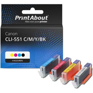 PrintAbout - CLI-551 - Inktcartridge - 4-kleuren - Geschikt voor Canon