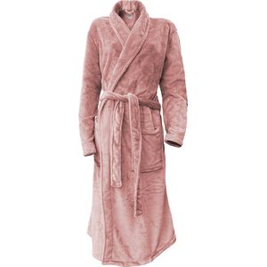 LINNICK Flanel Fleece Uni Badjas - Rose - XL - Badjas Dames - Badjas Heren