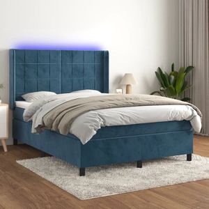 The Living Store Bed The Living Store Bedmatras The Living Store Bedtopmatras - 140x190x20 cm - donkerblauw fluweel