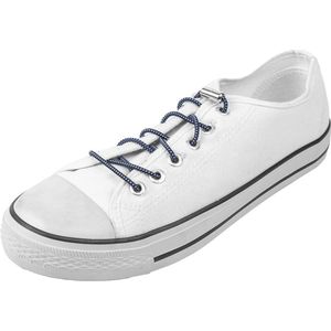 Ronde schoenveters met draaisluiting | Elastische veters | Kleur: Donker blauw / Wit | Lengte: 100cm