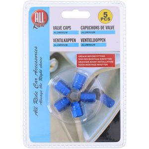 All Ride - Autoventieldop 5dlg blauw hexa - Gereedschapscombiset - Thermo Kunststof Rubber (Tpr)