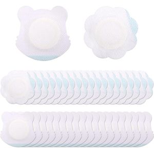 JHubers Goods - Navelbandages 60 stuks met Ricinusolie - Absorberend en lekvrij biologisch katoenen maandverband - Eenmalig gebruik - Zelfklevende pleisters met bloemen en beren.