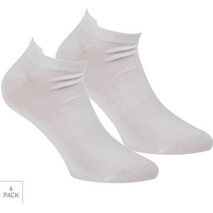 Bamboe Sneaker Sokken Met Lipje 6-Pack - Wit - Maat 36-40 - Lage Bamboesokken Voor Frisse Droge Voeten - Dames / Heren