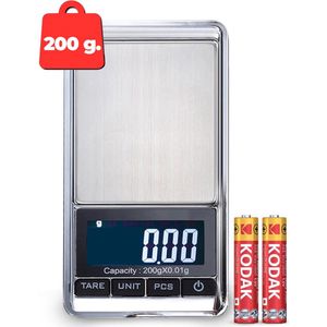 Precisie Weegschaal Keuken Digitaal - 0 01 tot 200 gram - Incl. batterij!