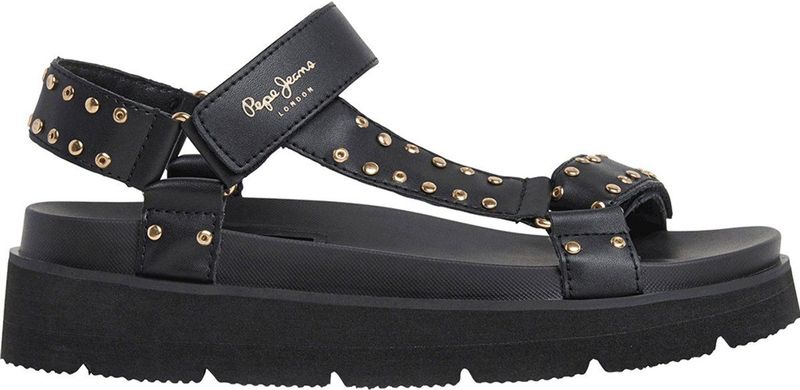 Pepe Jeans - PLS90678 - Sandalen - Zwart - Metalen Details - Klittenband