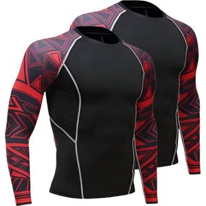 E-shop4u® - 2x Fleece Thermisch Ondergoed T-shirt - Wintersport - Onderkleding - Ski, Motor, Ademend & Stretch - Rood - XS
